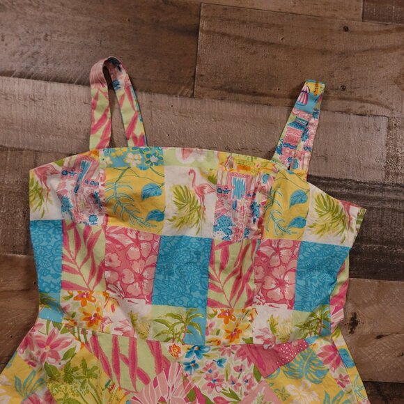 Yves Cossette Depeche Mode Patchwork Sundress Women’s Size 12 Petite Floral - Picture 2 of 11